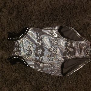 Gk Size Small Silver and black flowers Leotard